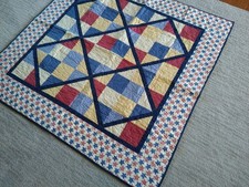 Handmade Patriotic 4th of July Quilted Throw Wall Hanging 50" Stars Red White Bl