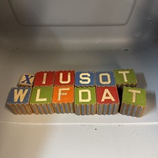 Vintage Lot of 12 Wooden Complete Alphabet Building Blocks Children's 1.25"