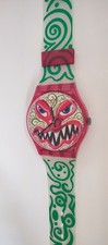 Rare Swatch Maxi MGR121 " MONSTER TIME  " by Kenny Scharf Wall Clock Pop Art 