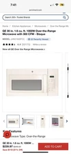GE 30 in. 1.6 cu. ft. 1000W Over-the-Range Microwave with 300 CFM - Bisque