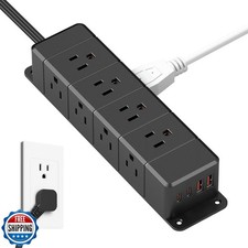 45W USB-C Fast Charging Under Desk Power Strip,12 Outlet Mountable Power Stri