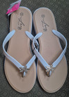 NWT Women's/Ladies White Flip Flop Sandals w/ Gold/Rhinestone Palm Tree - SZ 10 — photo 1