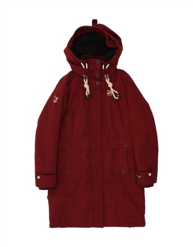 KHUJO Womens Hooded Overcoat UK 10 Small Maroon Polyester UN01