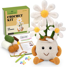 Beginner Crochet Kit: Daisy Potted Project with Video Tutorials and Accessories
