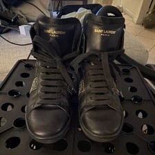 Saint Laurent Court Classic SL/01H High Black Lace-Up High Top Sneakers 321794