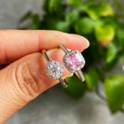 7-8mm 2pcs Natural Pink/White Moissanite Crystal Gemstone Adjustable Ring