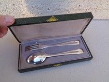 COUVERT DE BAPTEME EN METAL ARGENTE POINCON alfénide PRENOM DENIS