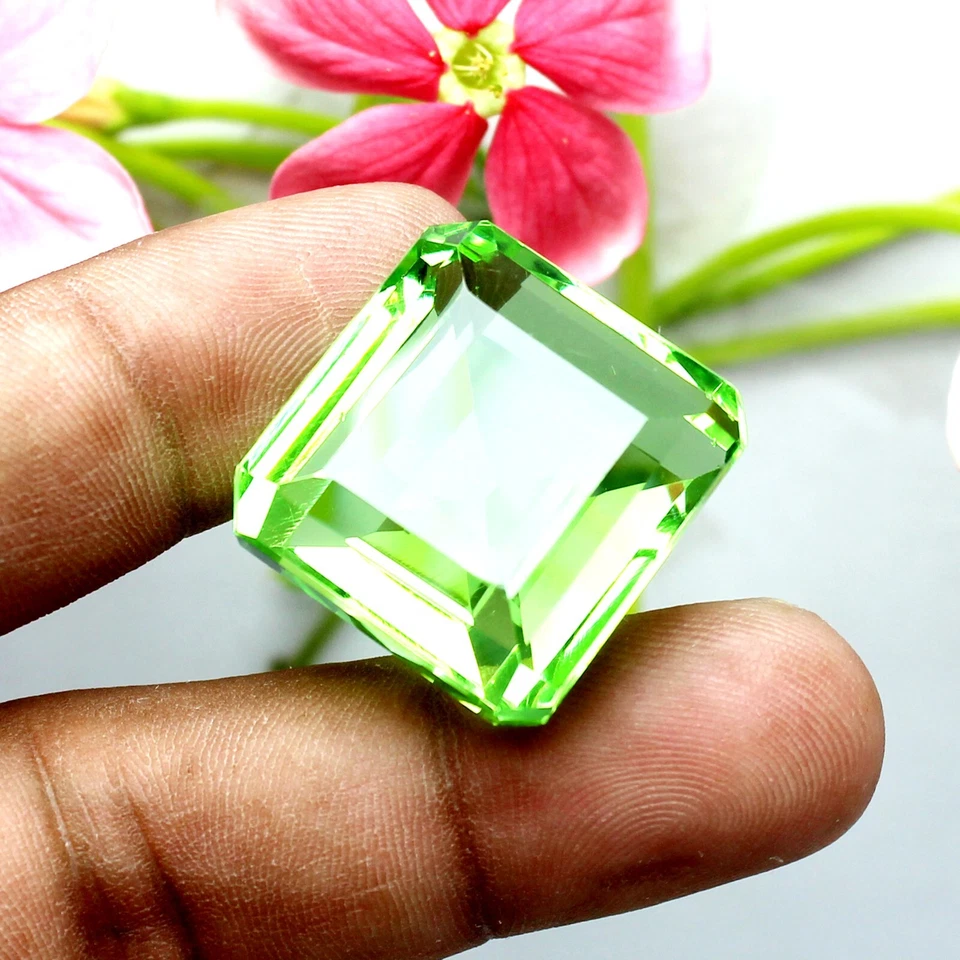 90 To 100 Ct Peridot Gemstone Green Color Radiant Cut Certified Loose Gemstone - Image 4 of 4