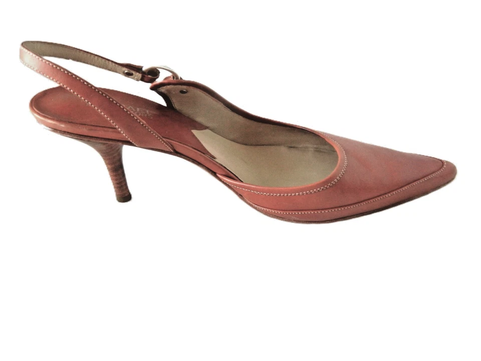 Michael Kors MICHAEL Slingback Pointed Toe Shoe 10M 2.5"Heel Saddle Brown - Image 2 of 4