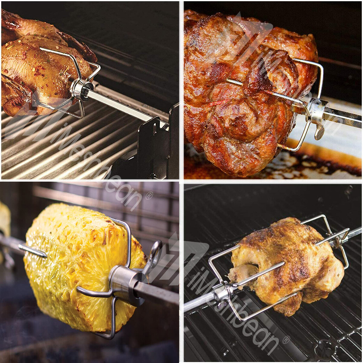BESTYASH Rotisserie Spit Rod Acier Avec Poids De Contrepoids Pour BBQ Outil De Balance Pour Rôtisserie Accessoire De Grillade Pour Équilibrée