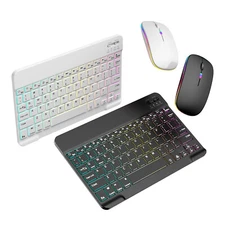 RGB Backlit Wireless Bluetooth Keyboard Mouse Combo For iOSAndroid Laptop Tablet