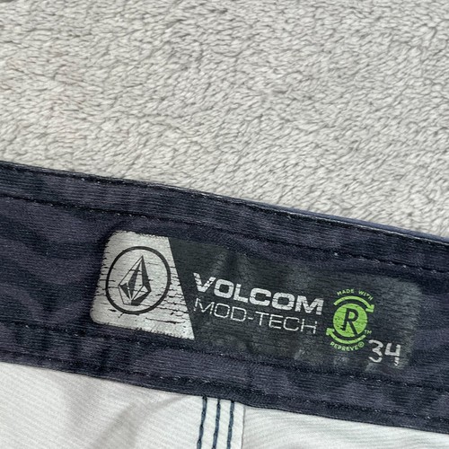Volcom Board Shorts Mens 34 Waist Blue Geometric Faded Wash Mod Tech Quick Dry - Picture 3 of 10