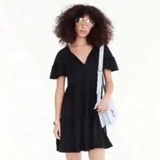 J. Crew Womens Broken-In Jersey Tiered Mini Dress Size S Black Mini Lagenlook