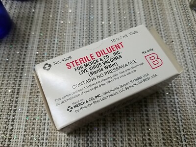 NOS Vintage Box of 10 STERILE DILUENT For Live Vaccine Merck No 4309