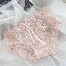Sweet Girls Lady Lace Panties Briefs Princess Sheer Underwear Bow Knickers M-2XL