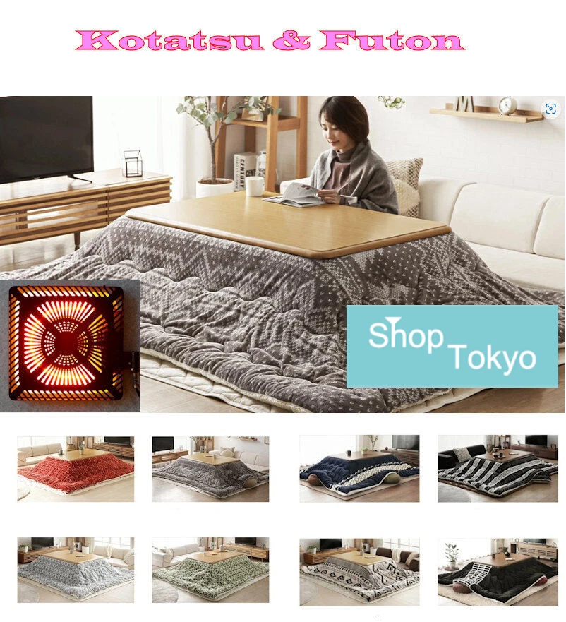 Kotatsu Heating table with blanket Table 120x80cm Futon 260cmx205cm 100V