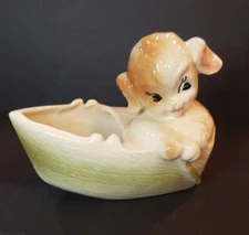 Vintage Shawnee USA 736 Art Pottery Lamb in Rowboat Planter Row Boat