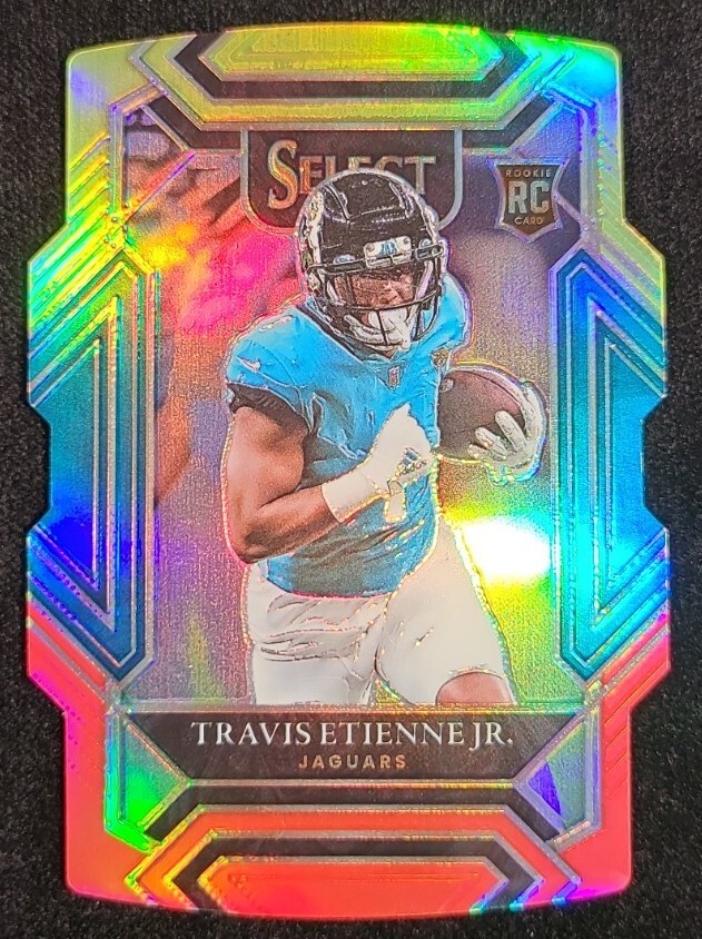 Travis Etienne Jr 2021 Panini Select ROOKIE RED & YELLOW PRIZM DIE CUT #254