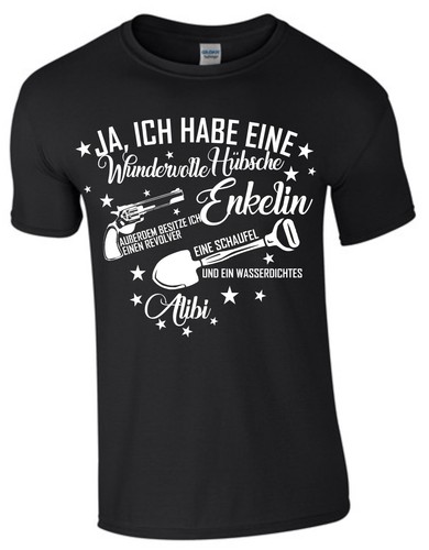 Opa Enkelin Schaufel Waffe Revolver Großvater Enkel Geschenk Kind Funshirt Shirt - Picture 2 of 2