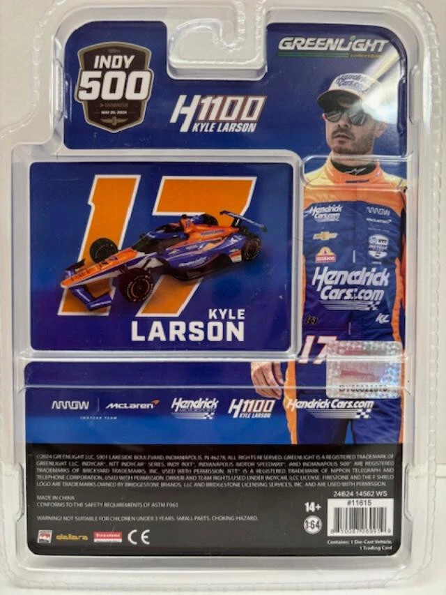 GREENLIGHT DIECAST 2024 KYLE LARSON #17 ROOKIE ARROW MCLAREN 1/64 INDY CAR - Image 2 of 2