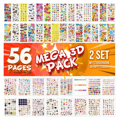 colortouch 3D Aufkleber Set - 56 Blatt - Kinderaufkleber - 3D Sticker Album