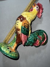 Vintage Italian Ceramic Hand Painted Rooster 10  Vibrant Color Chicken Farm