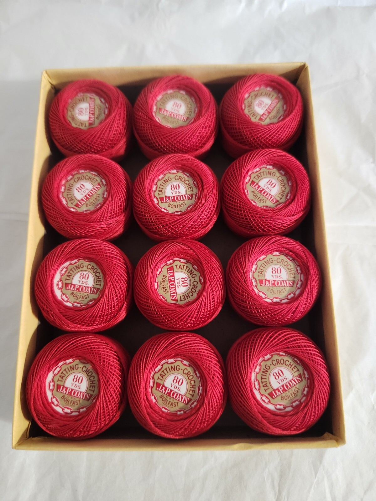 Vintage Crochet Tatting Cotton Thread Lot J.&P. Coats Spanish Red Nib