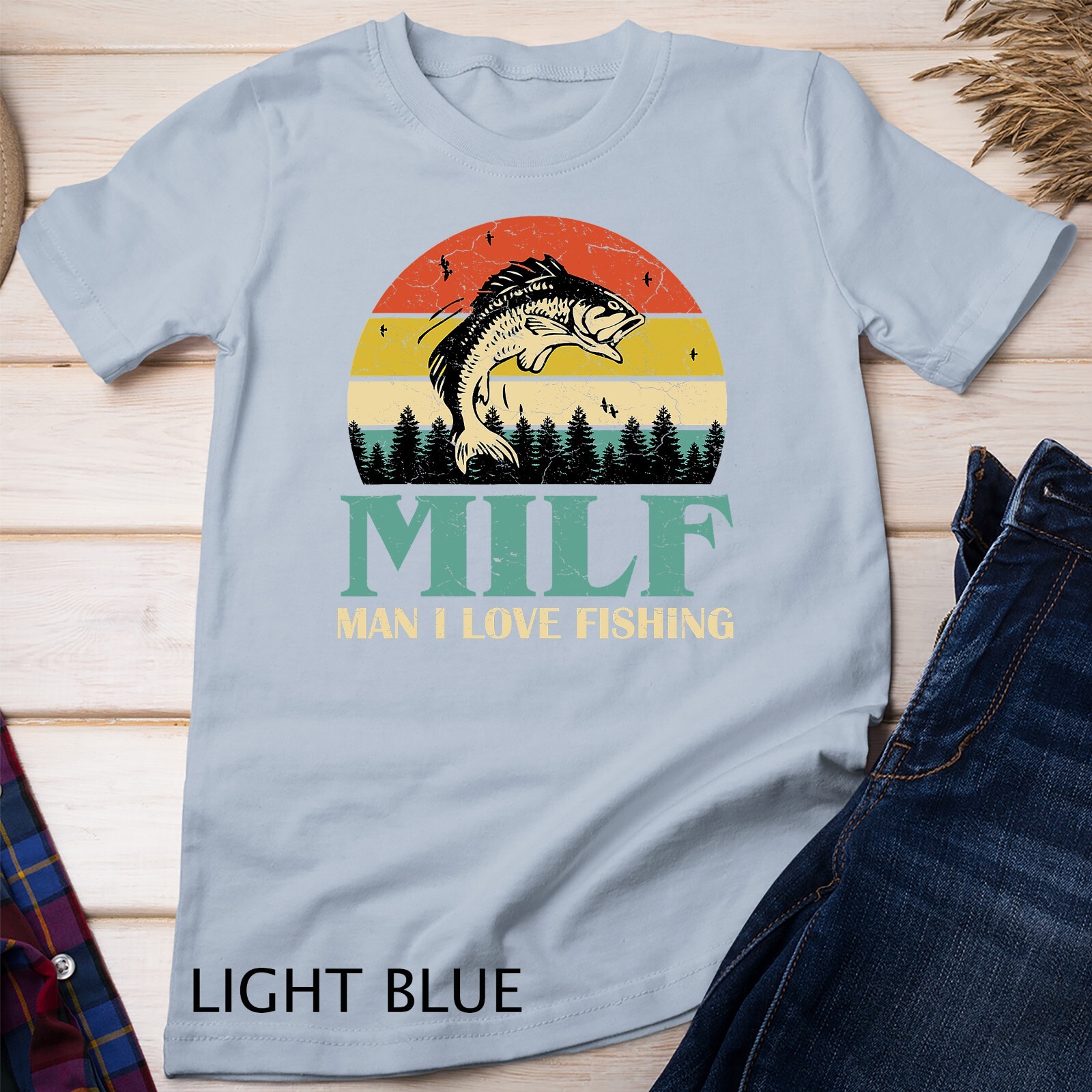 MILF Man I Love Fishing Funny Sayings Gift For Fishermen Unisex T-shirt