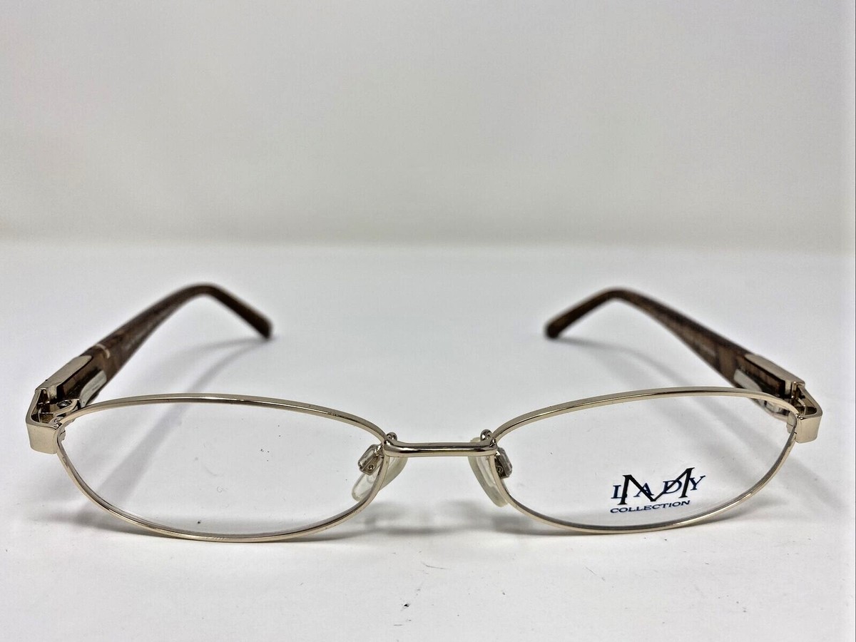 Lady M Eyeglasses Frames 52-16-130 Yellow Gold/Brown Full