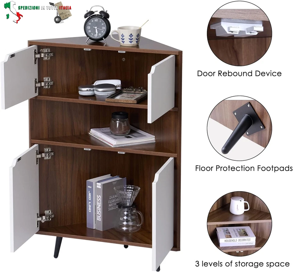 Armadio Angolare da Parete in Legno Angolo di Stoccaggio Libreria Display da Tav - Immagine 4 di 4