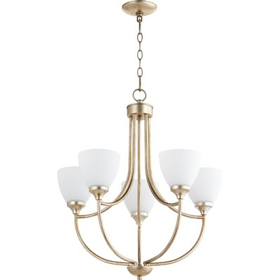 Quorum Enclave 5 Light 24' Chandelier, Aged Silver Leaf - 6059-5-60