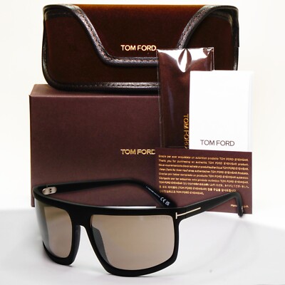 Tom Ford Sonnenbrille Clint-02 schwarz matt Halstuch braun groß FT1066 TF 1066 02L
