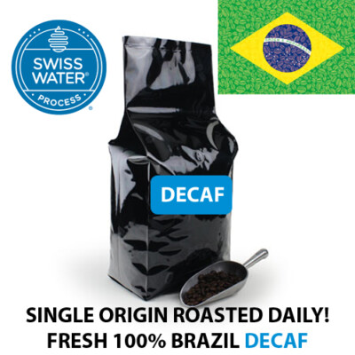 2, 5, 10 lb Brazil Decaf Swiss Water Process Roasted Coffee Whole Bean or Ground