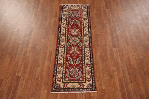 Geometric Tribal Style Kazak Hand-Knotted Runner Rug for Hallway 2x6 - Picture 15 of 19
