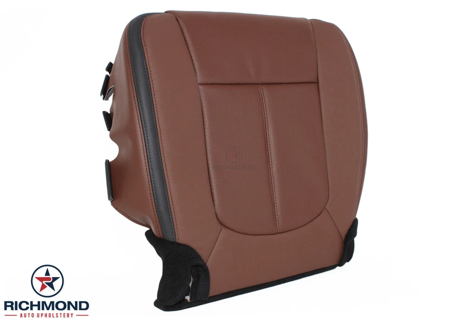 Ford F250 Platinum 2013-2016 - Cubierta de asiento de cuero inferior del lado del conductor marrón nuez Foto 2 de 4