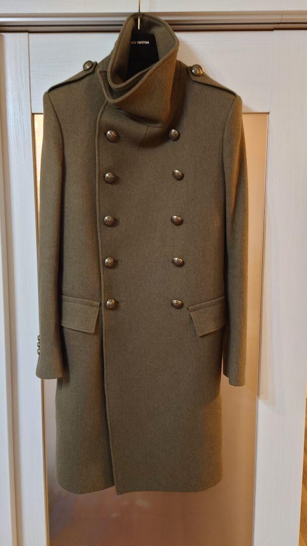 Balmain x H&M Military Coat Double Breasted Gold Button Mens