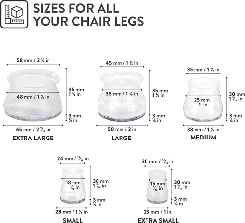 Protectores de Piso Patas de Silla 2"" X 16 Piezas Negro Almohadillas de Silicona - Imagen 5 de 6
