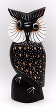 Sculpture décoration maison Bali en bois marron CHOUETTE sculpté main 15 cm