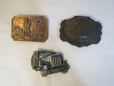 Lot of 3  Semi Truck Belt Buckles/tall in saddle...