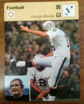 1977 Sportscaster George Blanda football Info Card NFL Raiders HOF