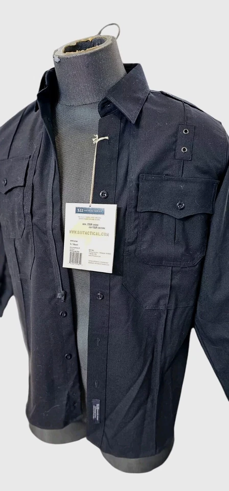 511 Tactical Series Small Short Sleeve Utility Work Shirt Spandex Poly Navy Blue - Image 2 of 4