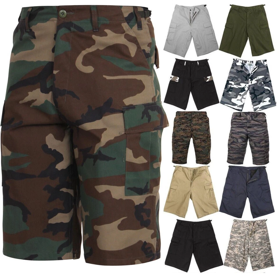 Pantalones Cortos Tácticos Carga Extra Largos Camuflados BDU Uniforme Militar Fatigas Debajo de la Rodilla Foto 2 de 4