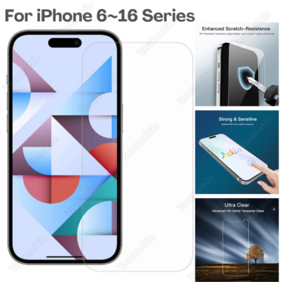 For iPhone X 8 6 12 13 14 15 16Pro Max Tempered Glass Screen Protector Wholesale