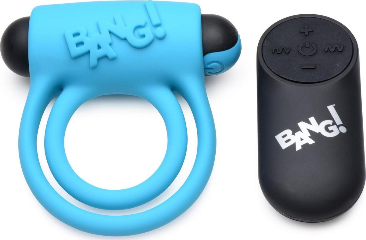 Bang Silicone Cockring And Bullet With Remote Control Blue Men Adult Sex Toy 