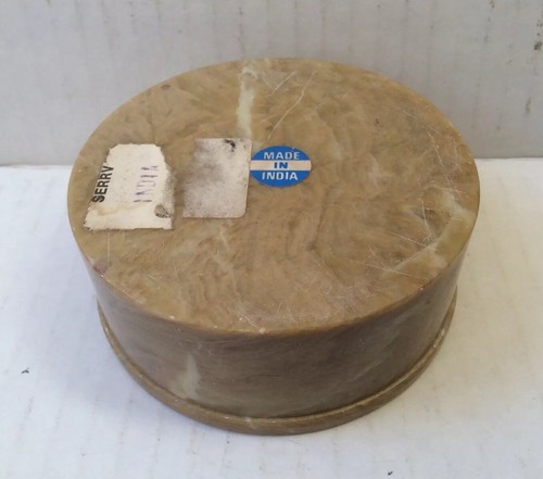 Vintage Made in India Schmuckschatulle Marmor Briefbeschwerer Blumen Intarsien 3 1/8" Durchmesser - Bild 7 von 10