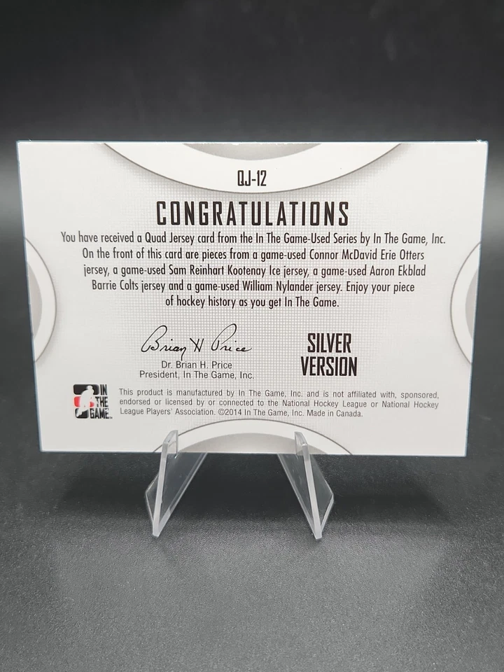 2014 No Jogo Usado Hóquei Versão Prata Quad Jersey Connor McDavid!!!! - Imagem 2 de 2