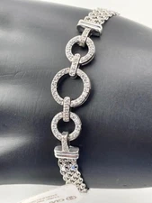 GIANI BERNINI 925 STERLNG SILVER CZ 3 CIRCLE CASE LINE MESH BRACELET 7" NWT 3413