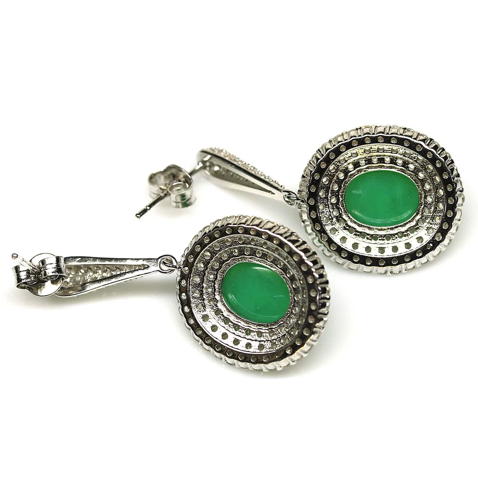 Plata de ley 925 8 x 10 mm. Pendientes Navidad Crisopras y Circonitas Verdes Foto 3 de 4