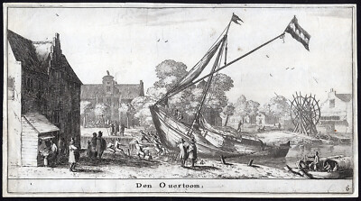 Antiker Druck-GENRE-OVERTOOM-AMSTERDAM-Reinier Nooms-Zeeman-ca. 1650