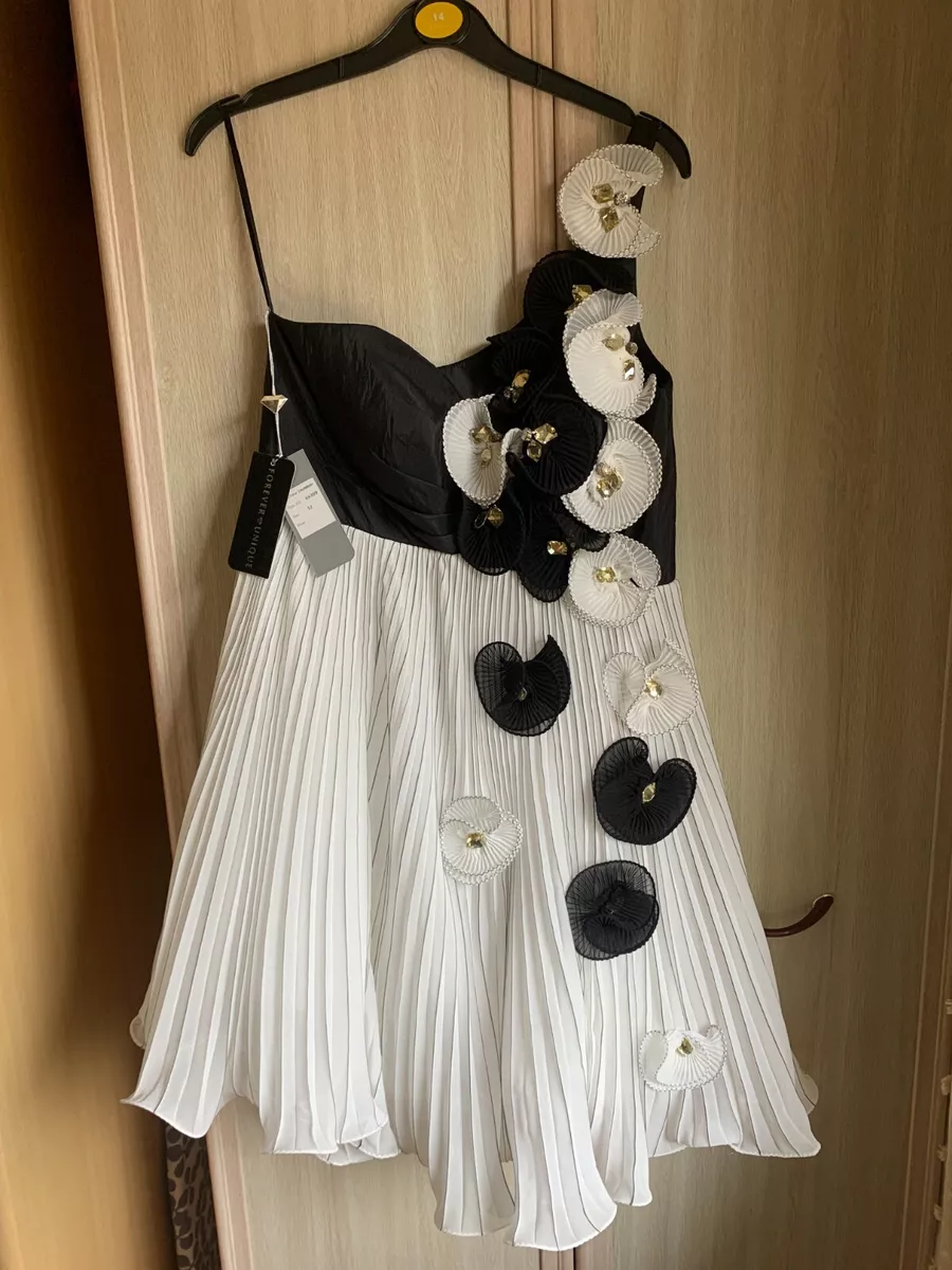 Forever Unique White Black Dress Size 12 eBay